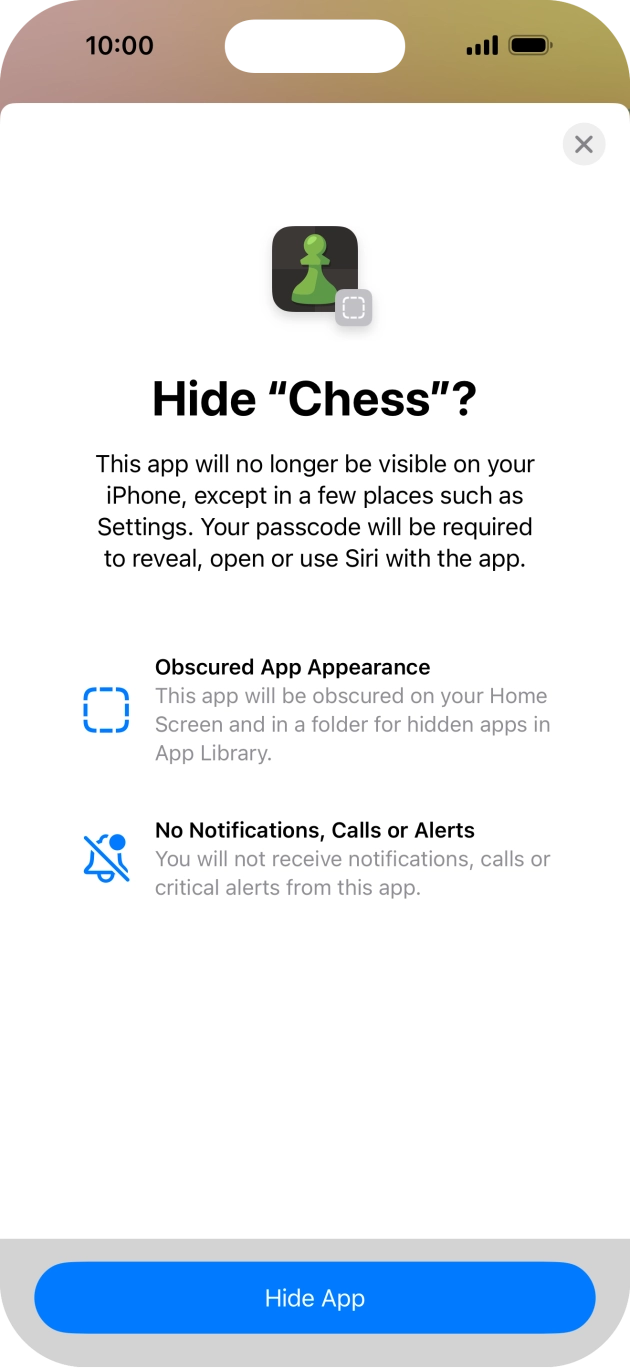 Press Hide App.