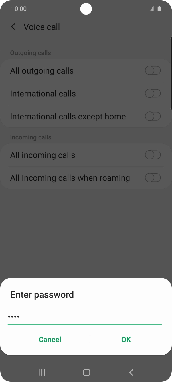 Key in your barring password and press OK.