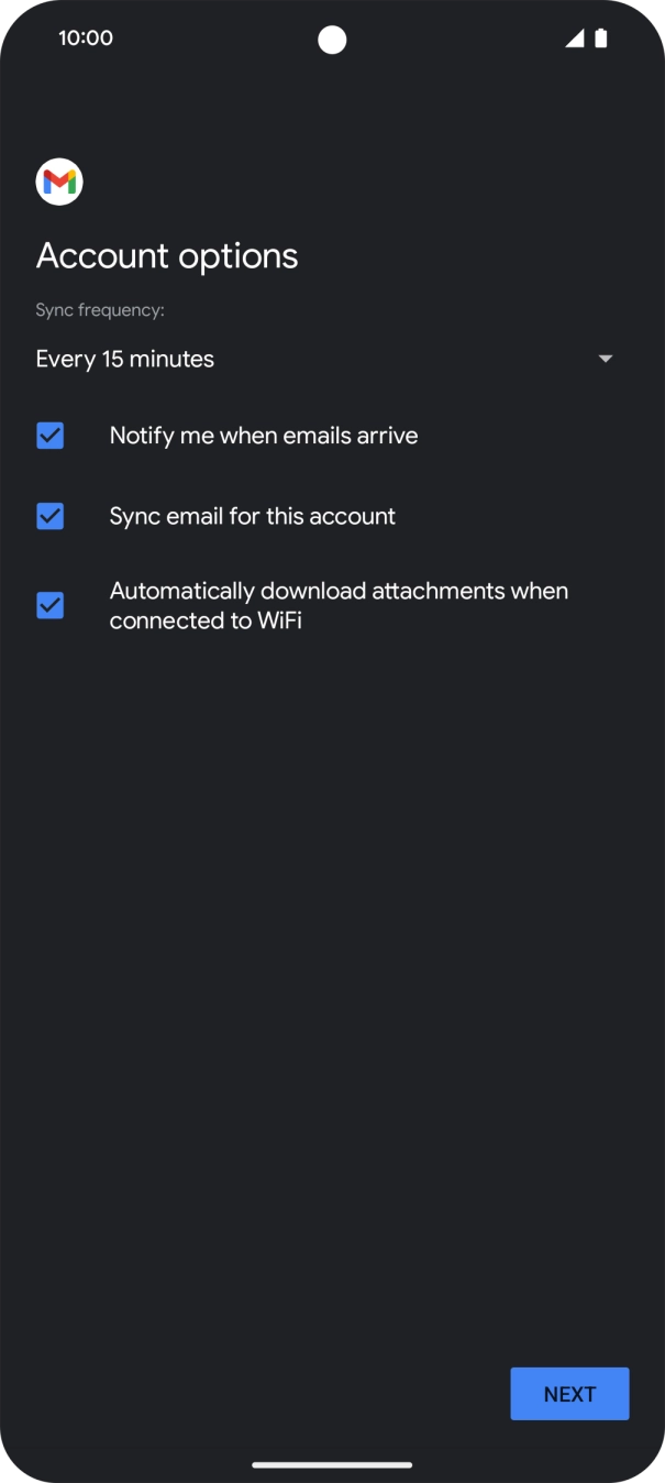 Press the drop down list below 'Sync frequency:'. Press the drop down list below 'Sync frequency:'.