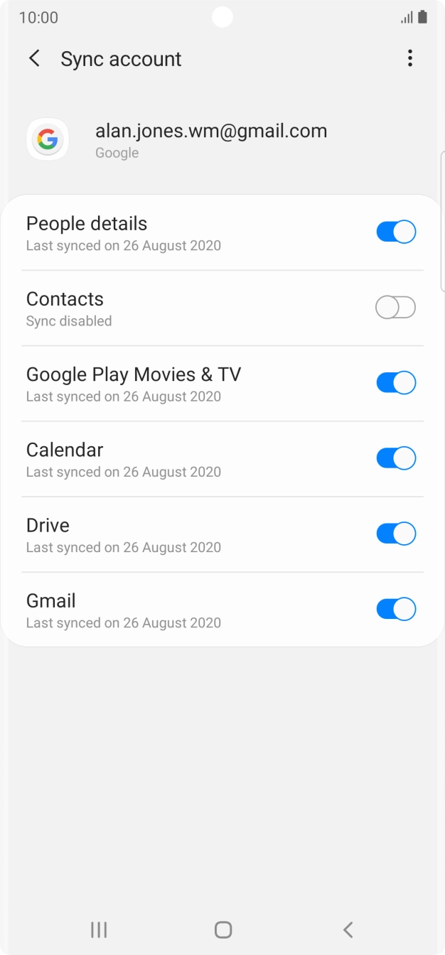 Press the indicator next to 'Contacts' to turn on the function. Press the indicator next to 'Contacts' to turn on the function.