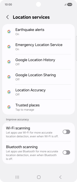 Press Location Accuracy. Press Location Accuracy.
