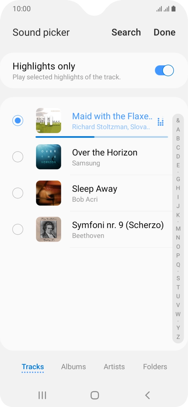 Once you've found a ring tone you like, press Done.