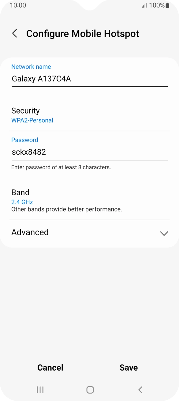 Press the field below 'Network name' and key in the required name. Press the field below 'Network name' and key in the required name.