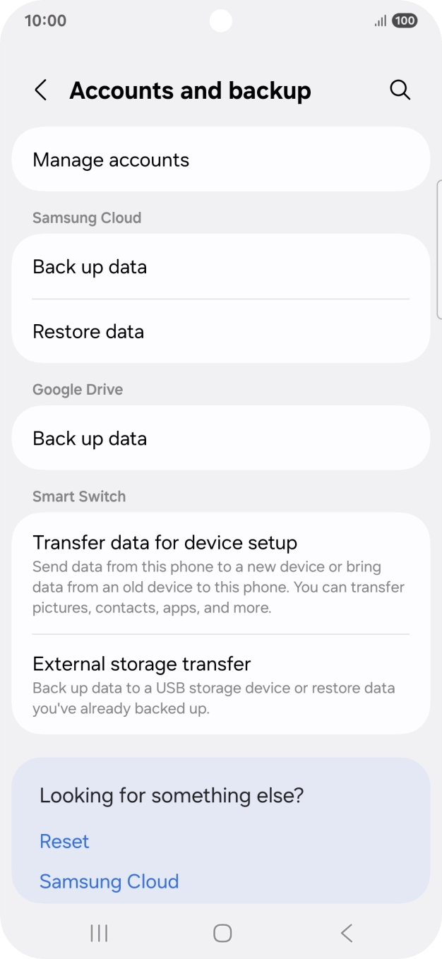 Press Manage accounts.