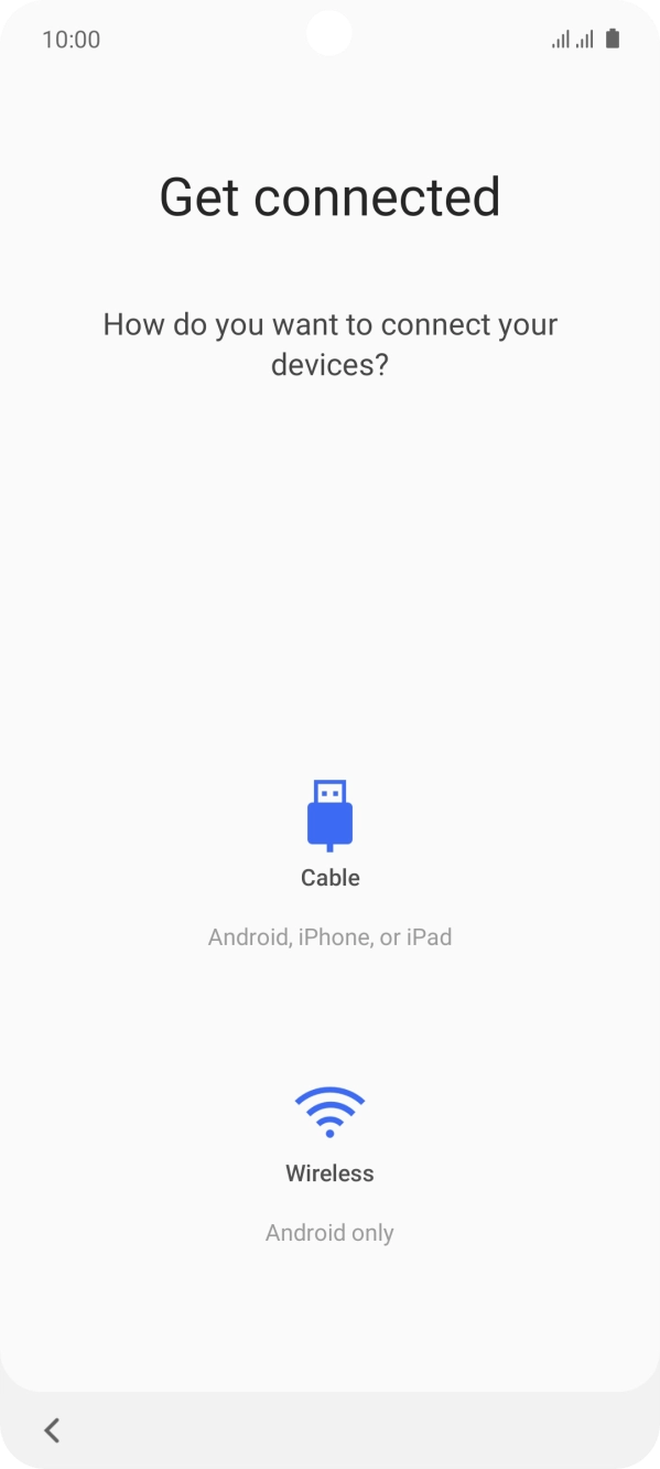 Press the required transfer method and follow the instructions on the screen to transfer the content from another phone.