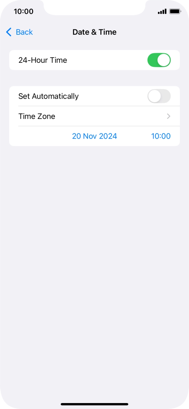Press the indicator next to 'Set Automatically' to turn on the function.