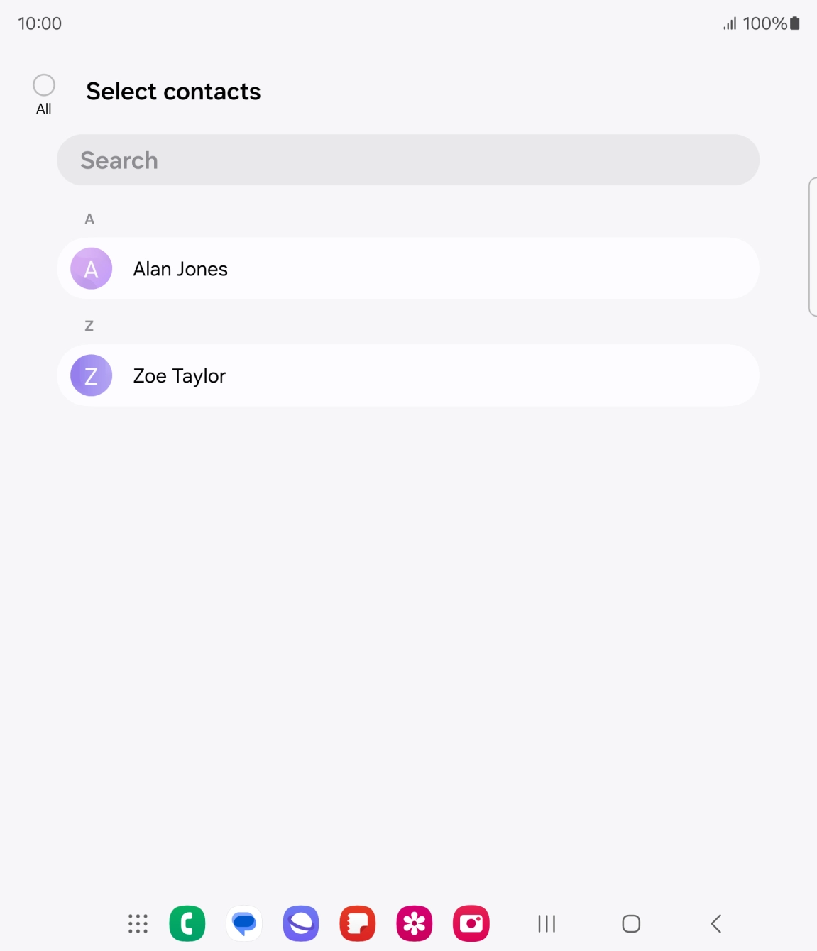 Press the field above 'All'. Press the field above 'All'.