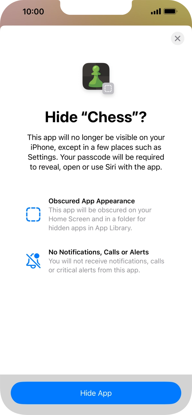 Press Hide App.