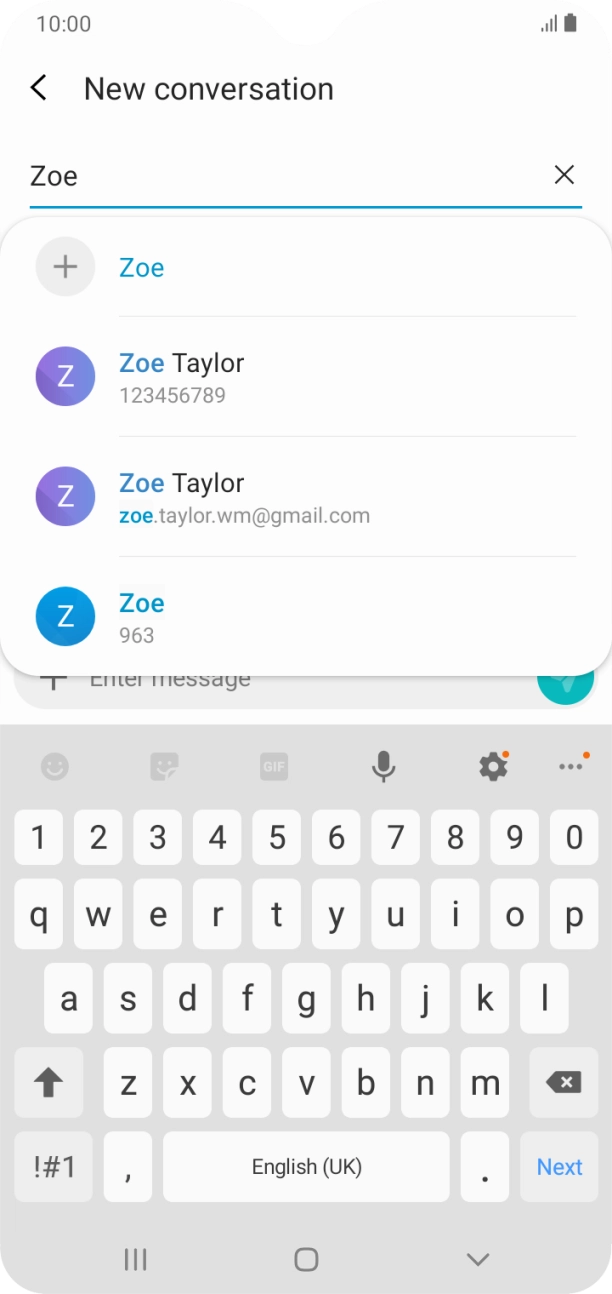 Press the required contact. Press the required contact.