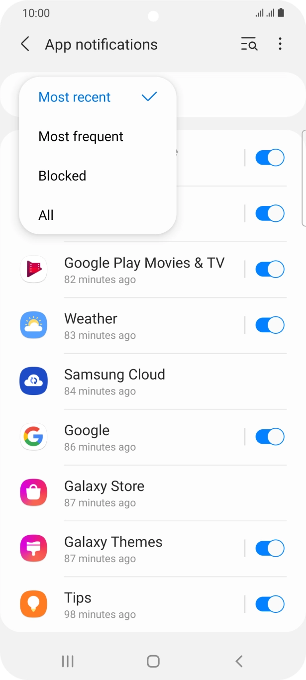 Press the required setting. Press the required setting.