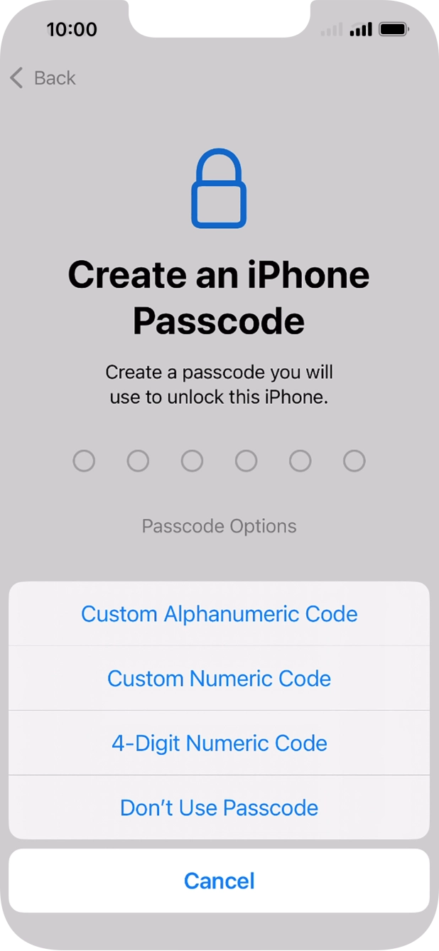 Follow the instructions on the screen to turn on the phone lock code or press Don't Use Passcode. Follow the instructions on the screen to turn on the phone lock code or press Don't Use Passcode.