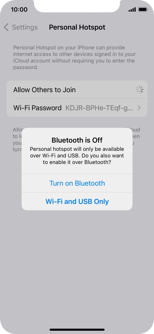 If WiFi is turned on, press Wi-Fi and USB Only.
