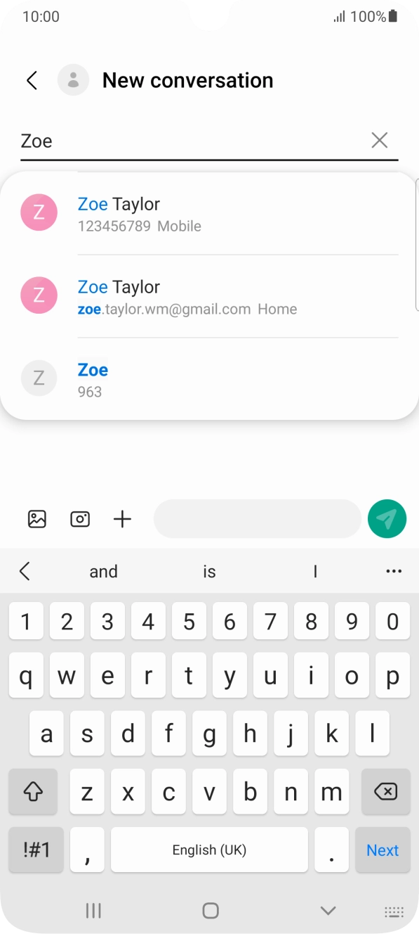 Press the required contact. Press the required contact.