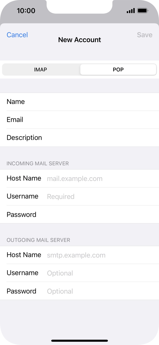 Press Host Name and key in the name of your email provider's incoming server. Press Host Name and key in the name of your email provider's incoming server.