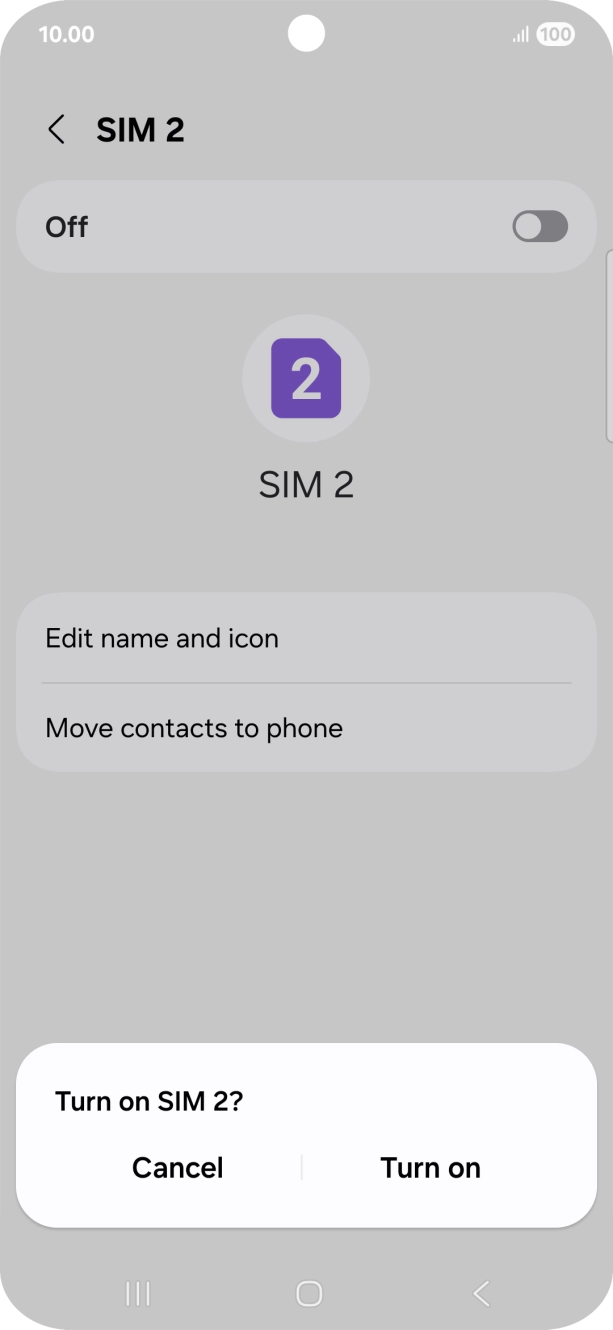 If you turn on use of the plan, press Turn on.