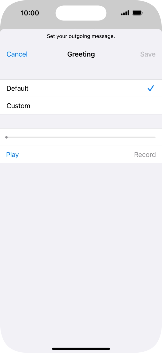 Press Default to select the default greeting.