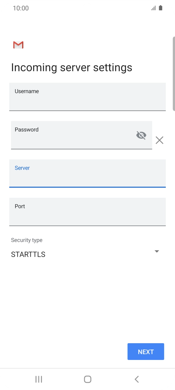 Press the field below 'Port' and key in 143.