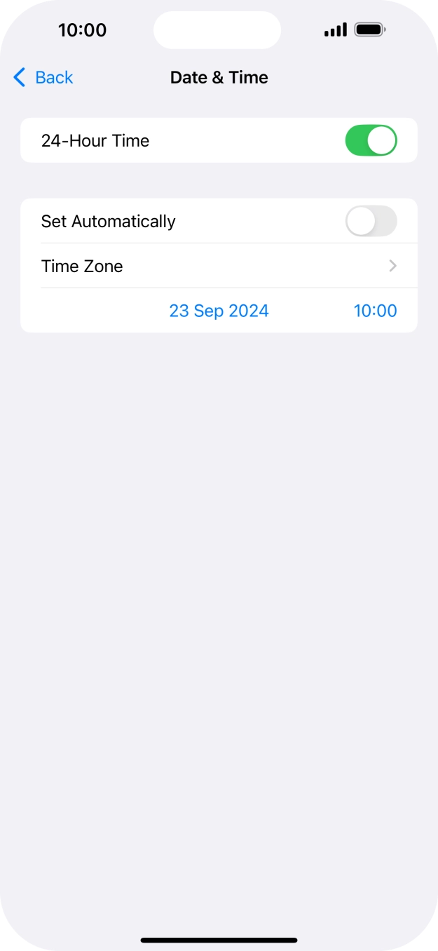 Press the indicator next to 'Set Automatically' to turn on the function.
