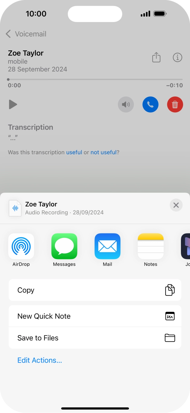 Press the required setting and follow the instructions on the screen to share or save the message. Press the required setting and follow the instructions on the screen to share or save the message.