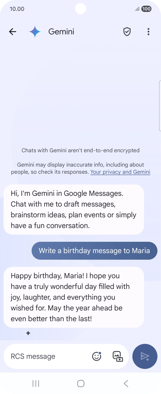 The text suggestion from Gemini is displayed.