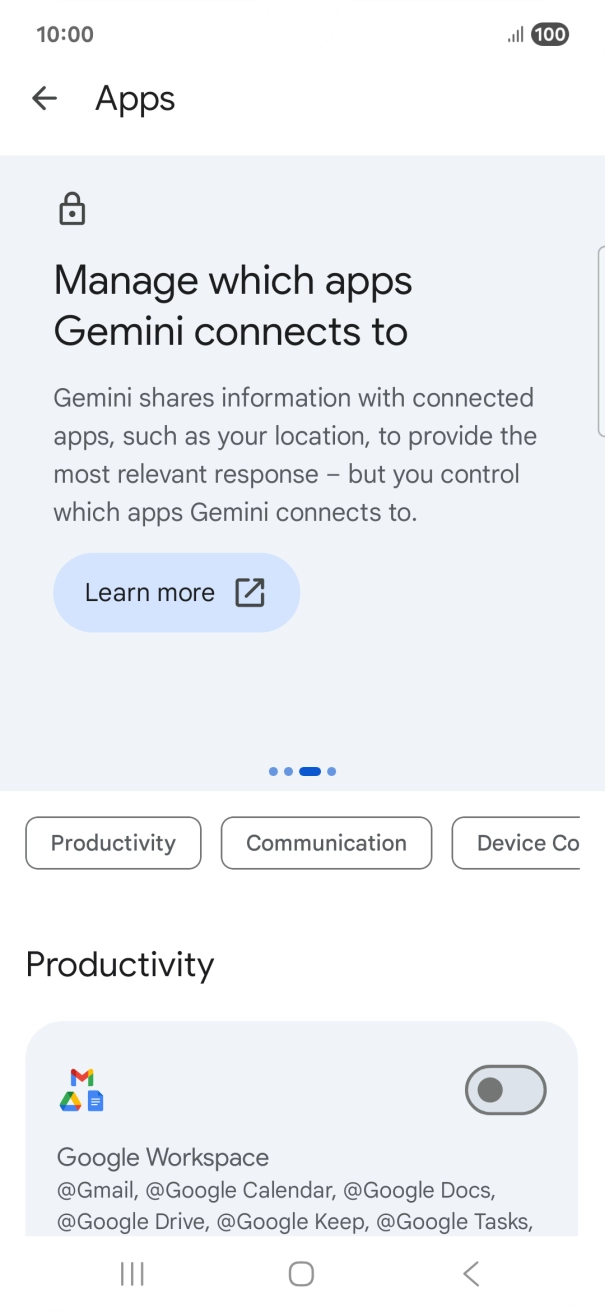 Press the indicator next to the required extension to turn on the function.