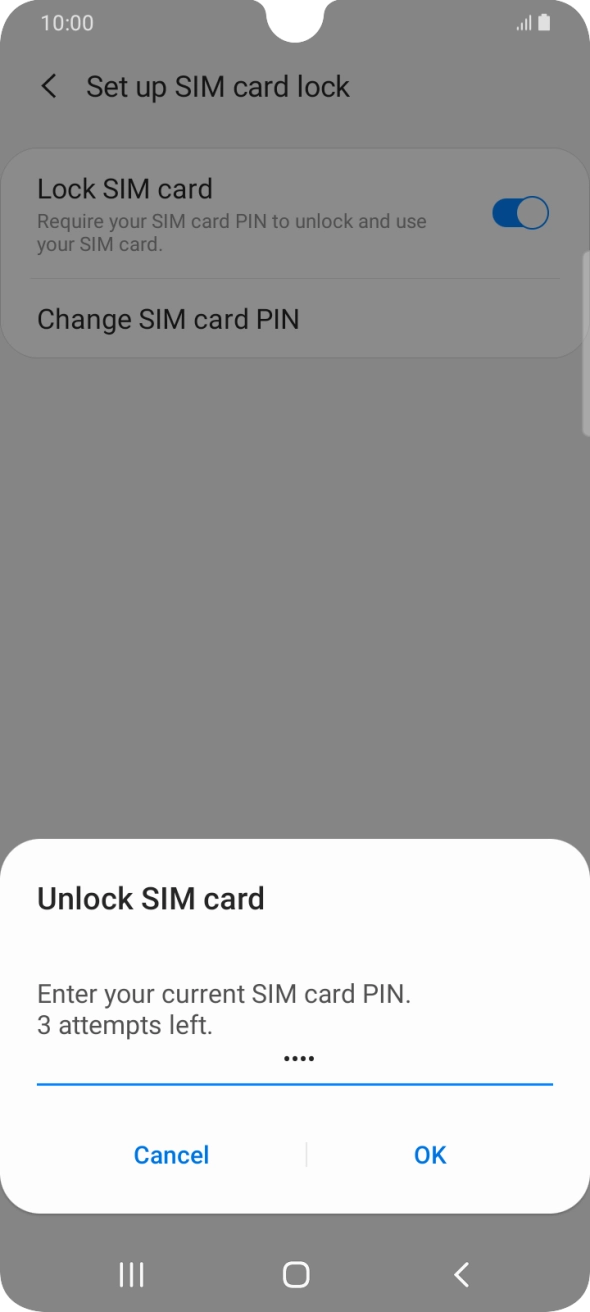 Key in your SIM PIN and press OK. The default SIM PIN is 0000.