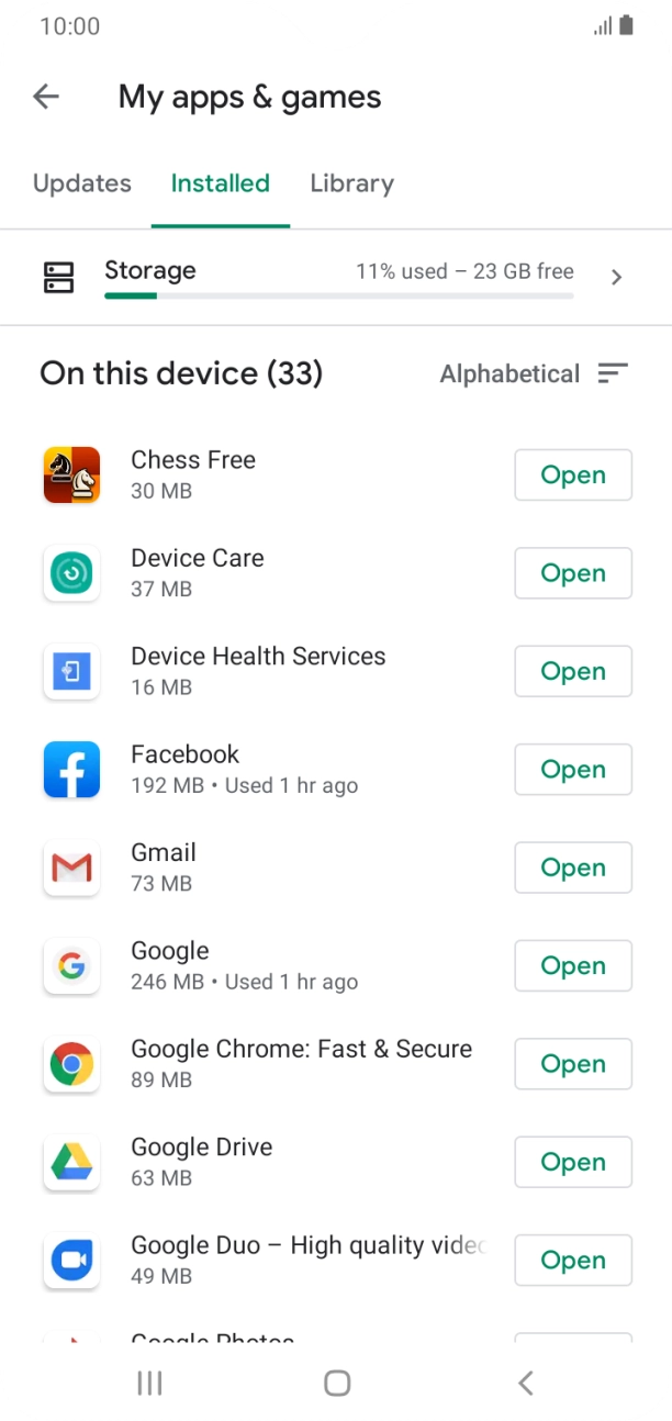 Press the required app.
