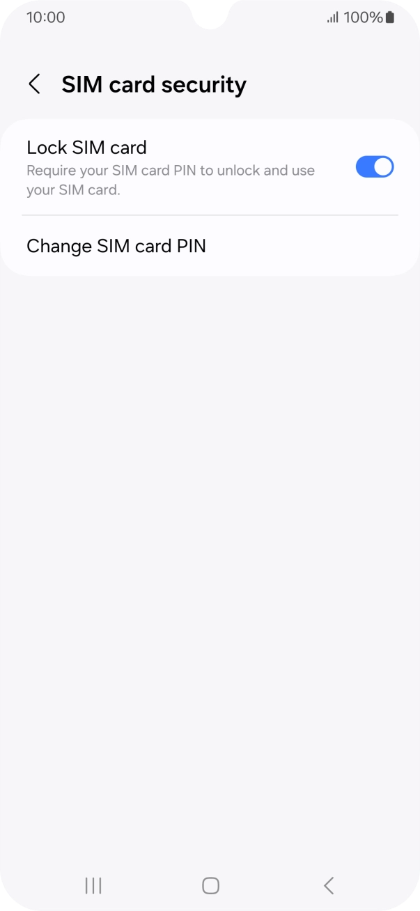 Press the indicator next to 'Lock SIM card' to turn the function on or off.