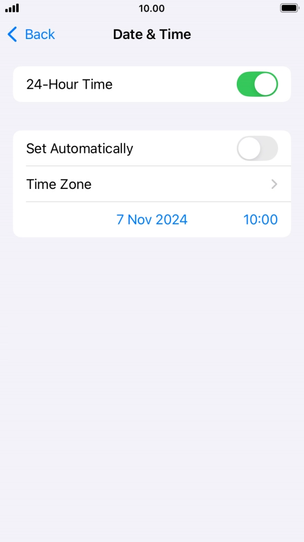 Press the indicator next to 'Set Automatically' to turn on the function.