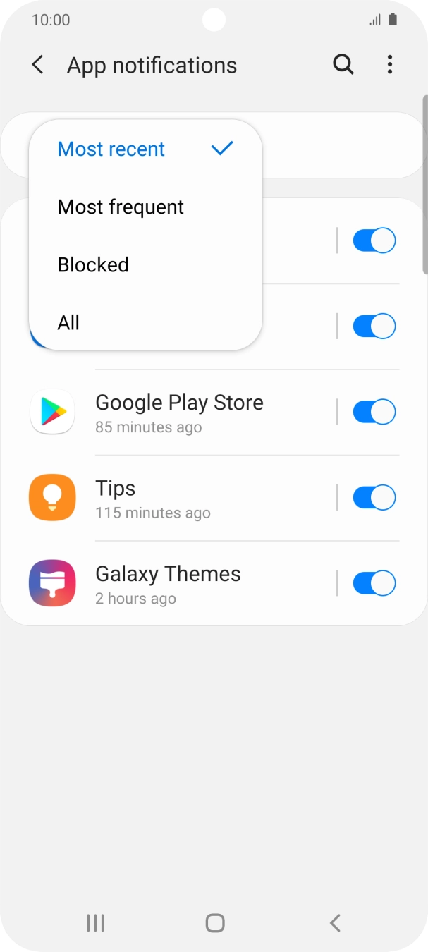 Press the required setting. Press the required setting.