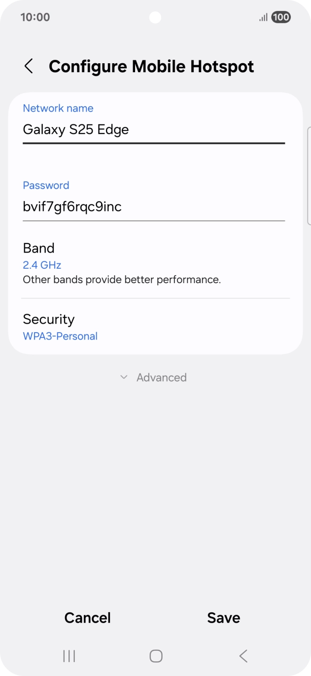 Press the field below 'Password' and key in the required password.