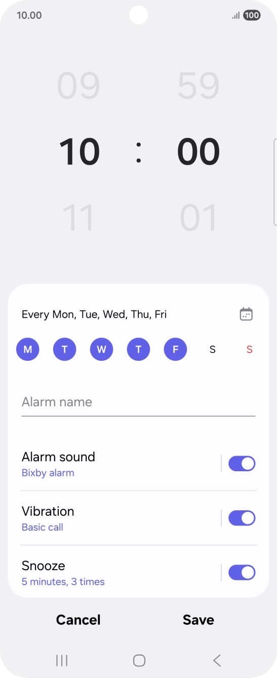 Press the indicator next to 'Alarm sound' to turn on the alarm tone.