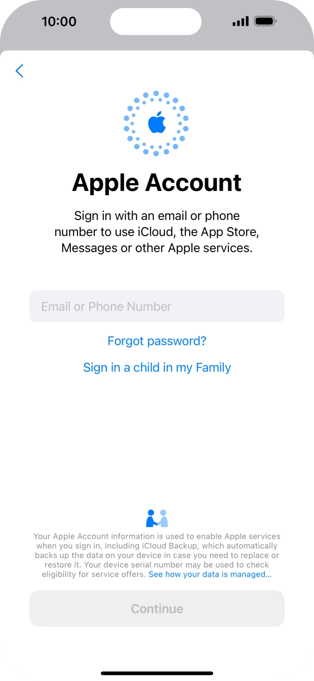 Press Email or Phone Number and key in the username for your Apple ID.