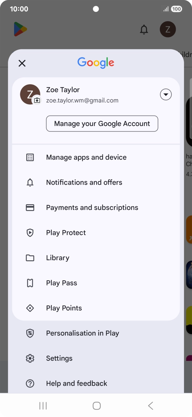 Press Manage apps and device.