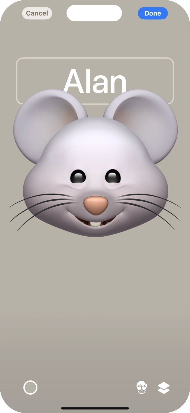 Press the name field and follow the instructions on the screen to select the required font and colour for your name on the Contact Poster.