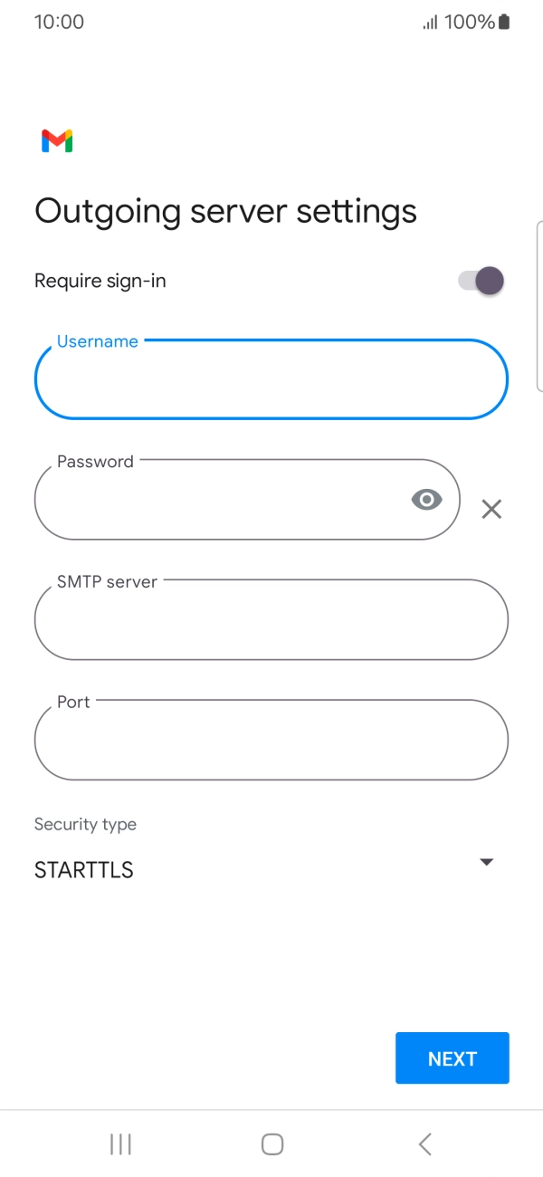 Press the field below 'Password' and key in the password of your email provider's outgoing server.