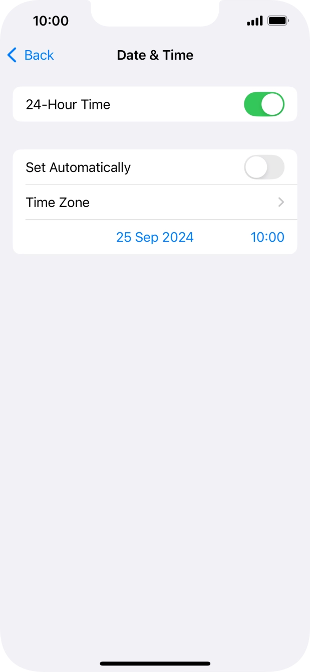 Press the indicator next to 'Set Automatically' to turn on the function.