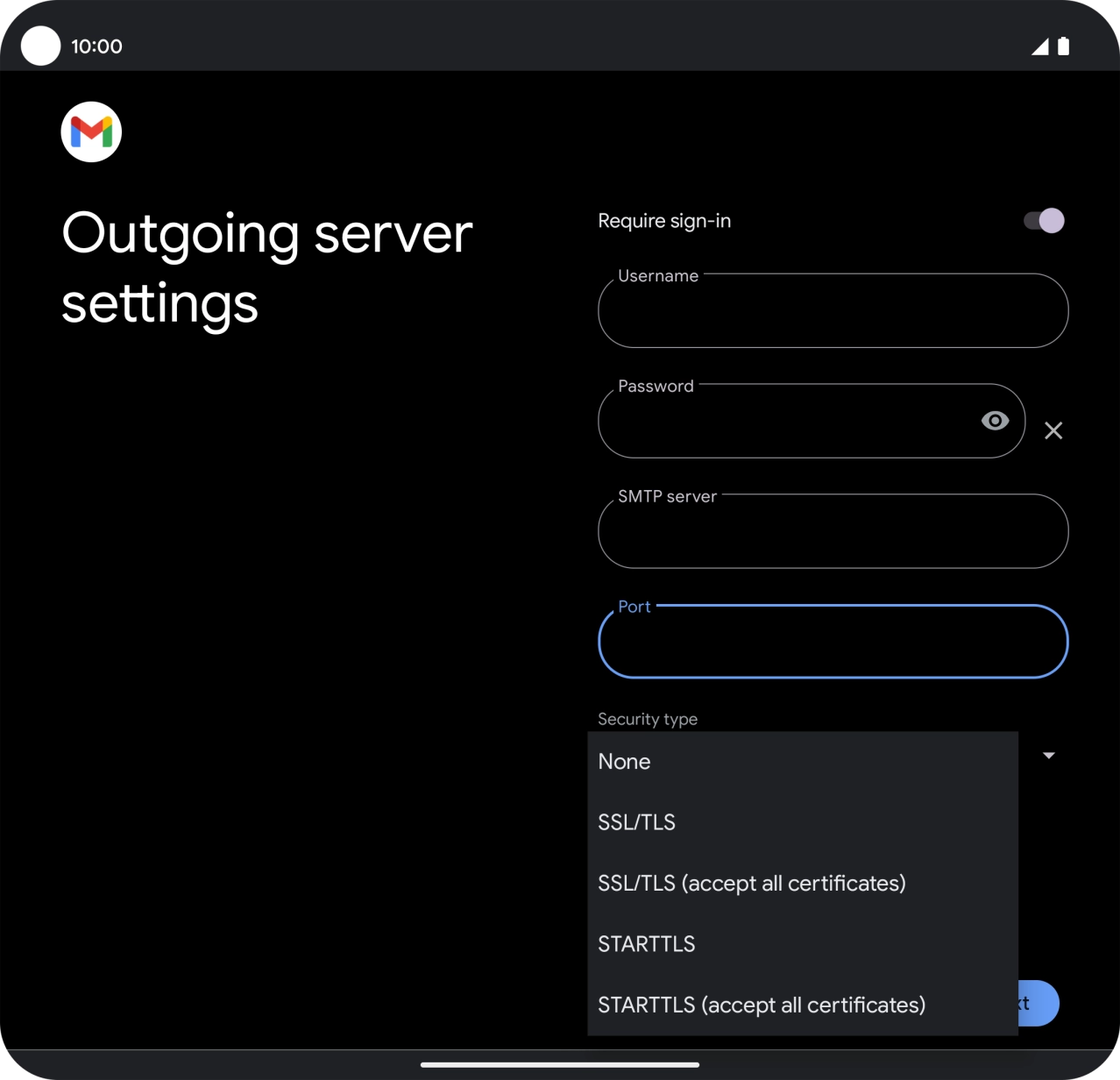 Press SSL/TLS. Press SSL/TLS.