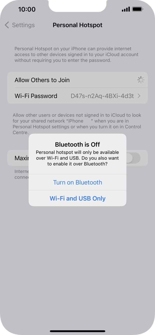 If WiFi is turned on, press Wi-Fi and USB Only.