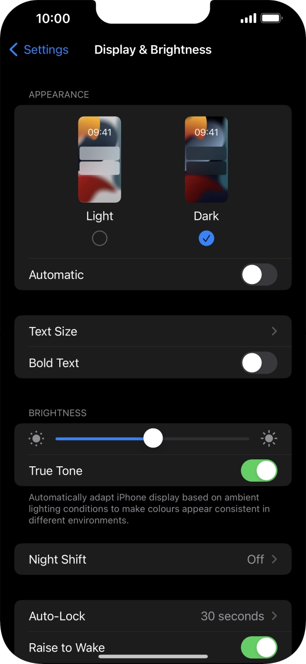 Press the indicator next to 'Automatic' to turn the function on or off. Press the indicator next to 'Automatic' to turn the function on or off.