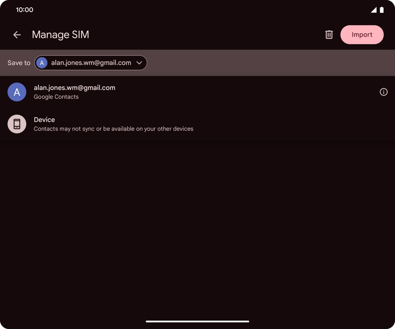 Press the required Google account. Press the required Google account.