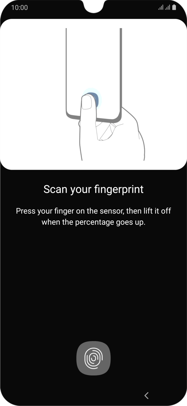 Follow the instructions on the screen to create the phone lock code using your fingerprint. Follow the instructions on the screen to create the phone lock code using your fingerprint.