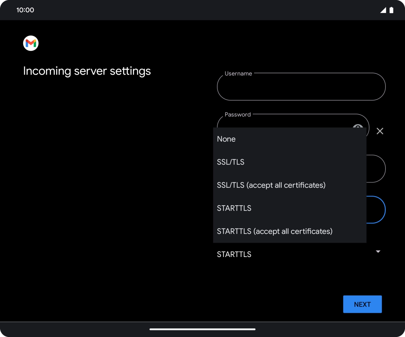 Press SSL/TLS. Press SSL/TLS.