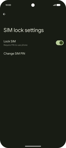 Press the indicator next to 'Lock SIM' to turn the function on or off.