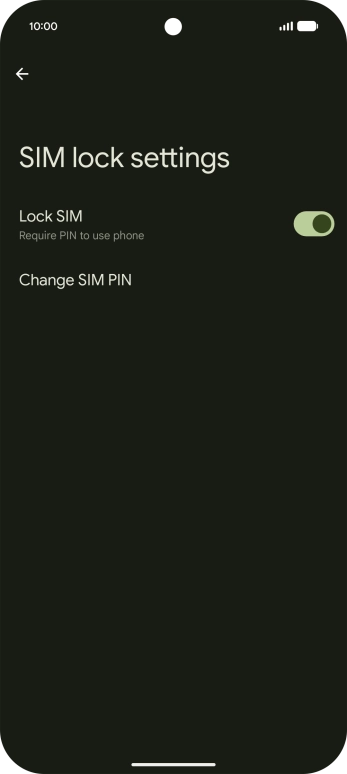 Press the indicator next to 'Lock SIM' to turn the function on or off.