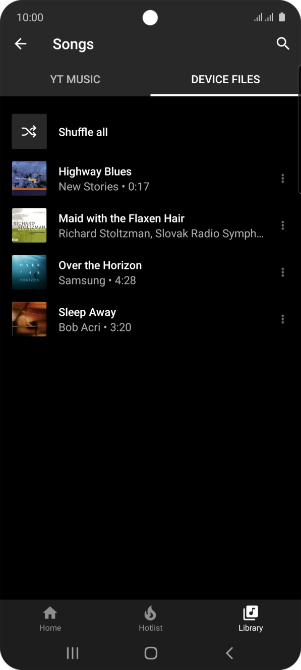 Press the required audio file.