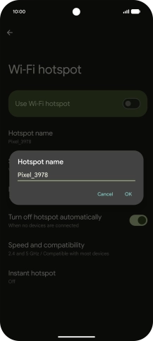Key in the required WiFi hotspot name and press OK.