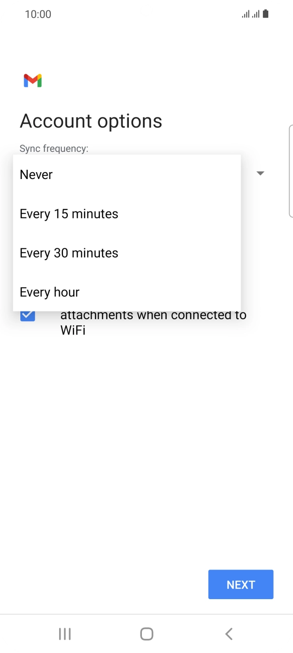 Press the required setting.