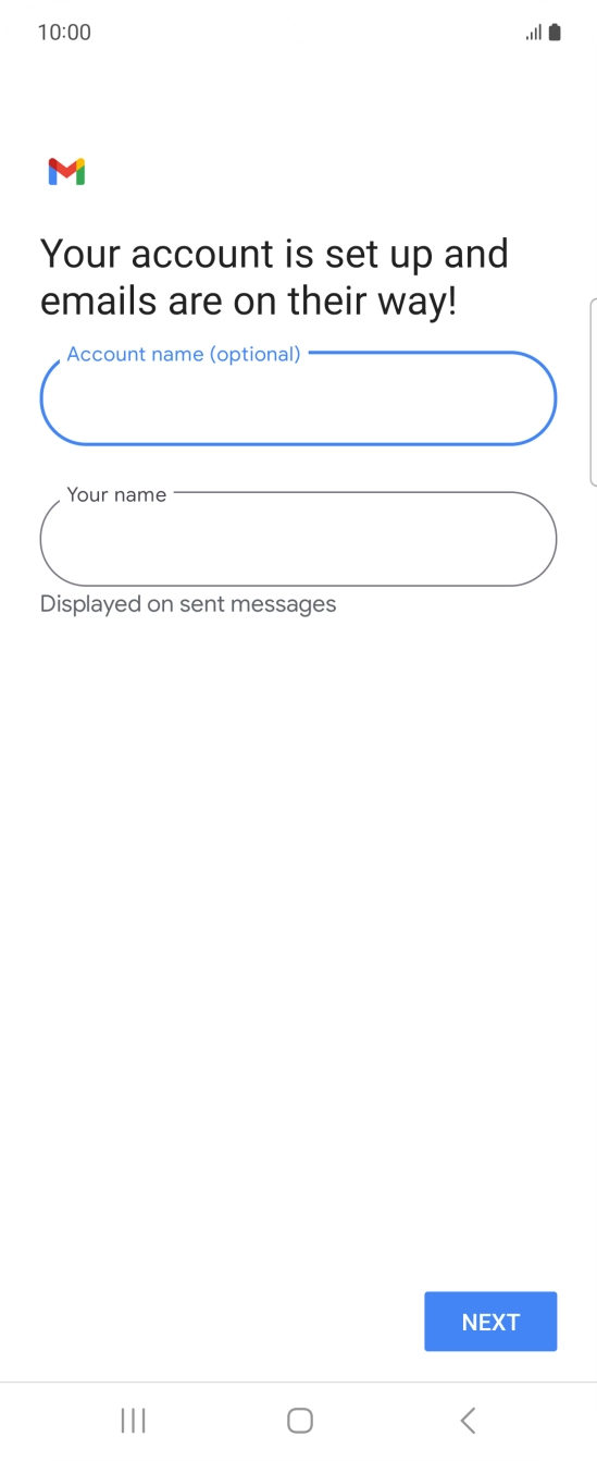 Press the field below 'Your name' and key in the required sender name. Press the field below 'Your name' and key in the required sender name.