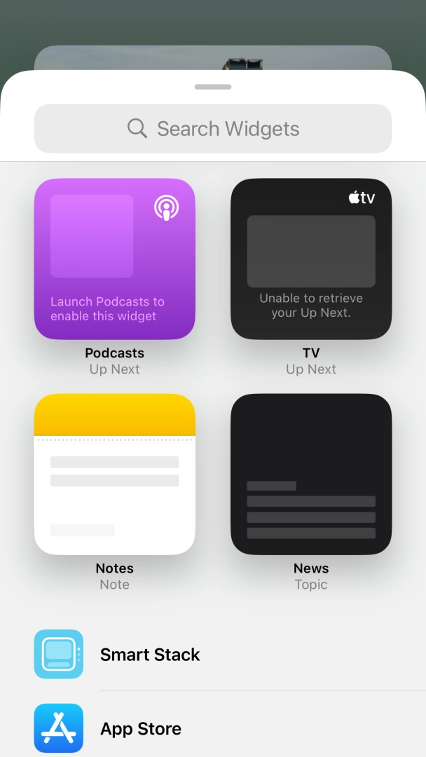 Press the required widget. Press the required widget.